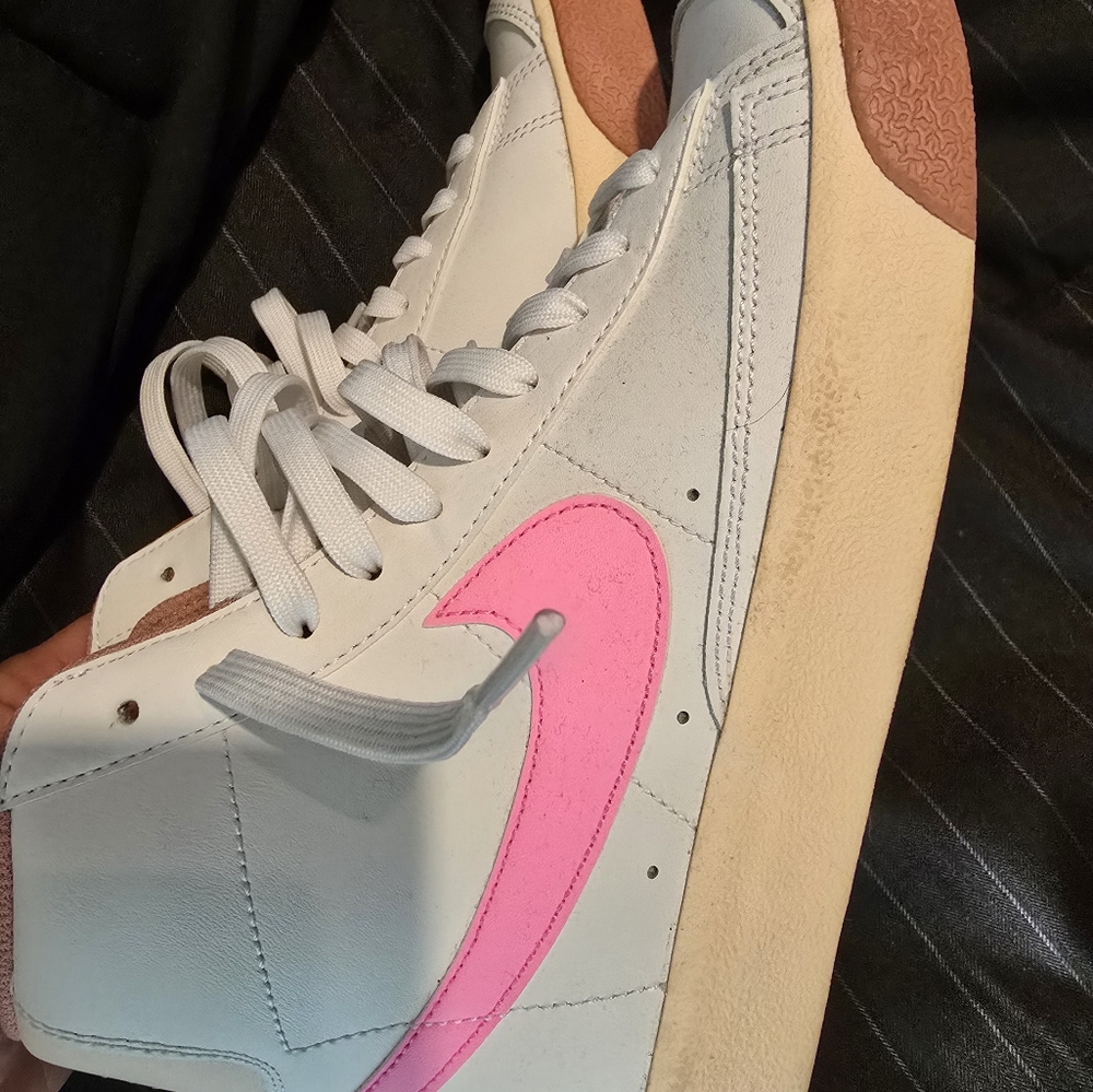 White and Pink Sneakers